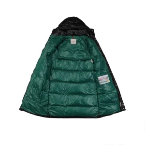 Moncler Maya Long Down Jacket in Black Inside