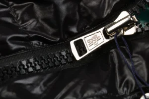 Moncler Maya Long Down Jacket in Black Zipper end