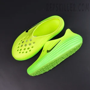 Nike ReactX Rejuven8 ‘Green Strike’ top-down view showcasing ventilation holes and outsole pattern