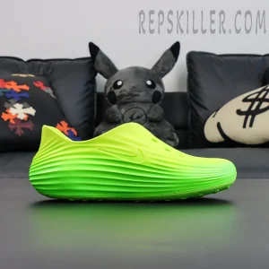 Nike ReactX Rejuven8 ‘Green Strike’ lateral side profile emphasizing sleek wavy design