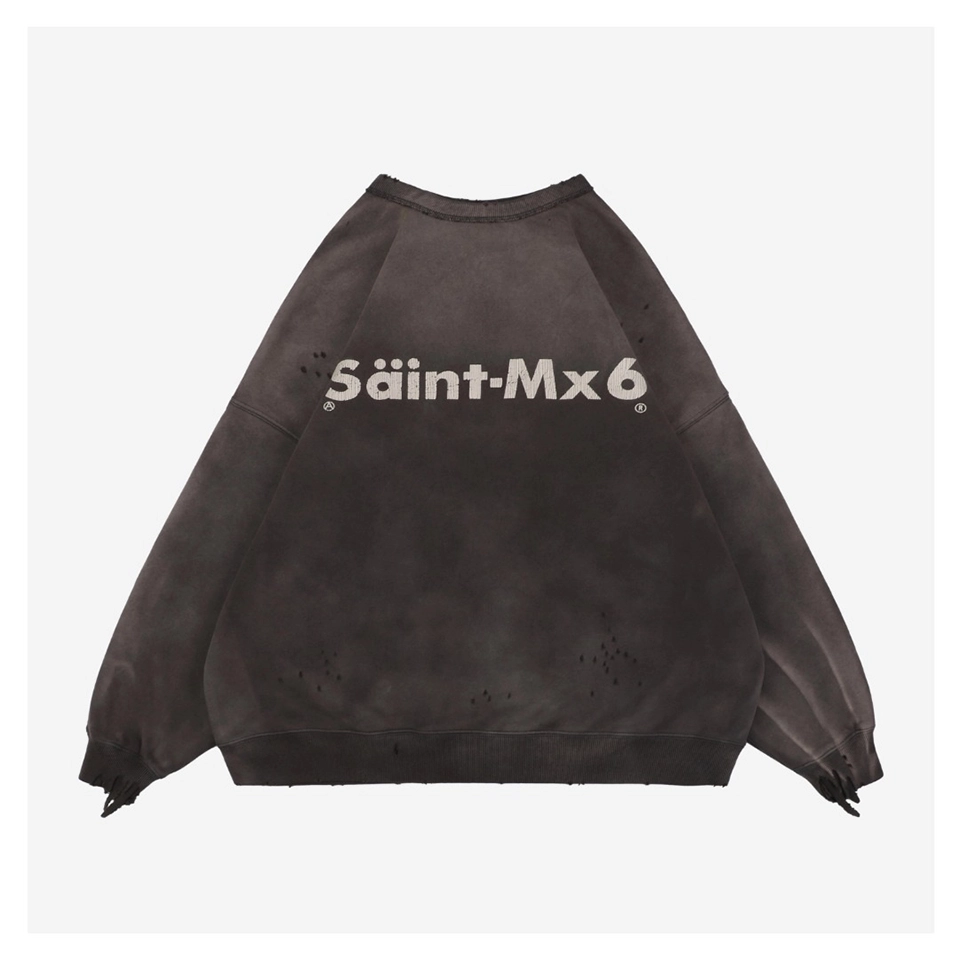 Saint Michael CHAOS Distressed Crewneck Sweatshirt