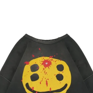 Saint Michael Four-Eye Smiley Graphic Crewneck Sweatshirt