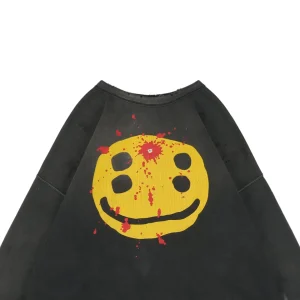 Saint Michael Four-Eye Smiley Graphic Crewneck Sweatshirt