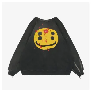 Saint Michael Four-Eye Smiley Graphic Crewneck Sweatshirt