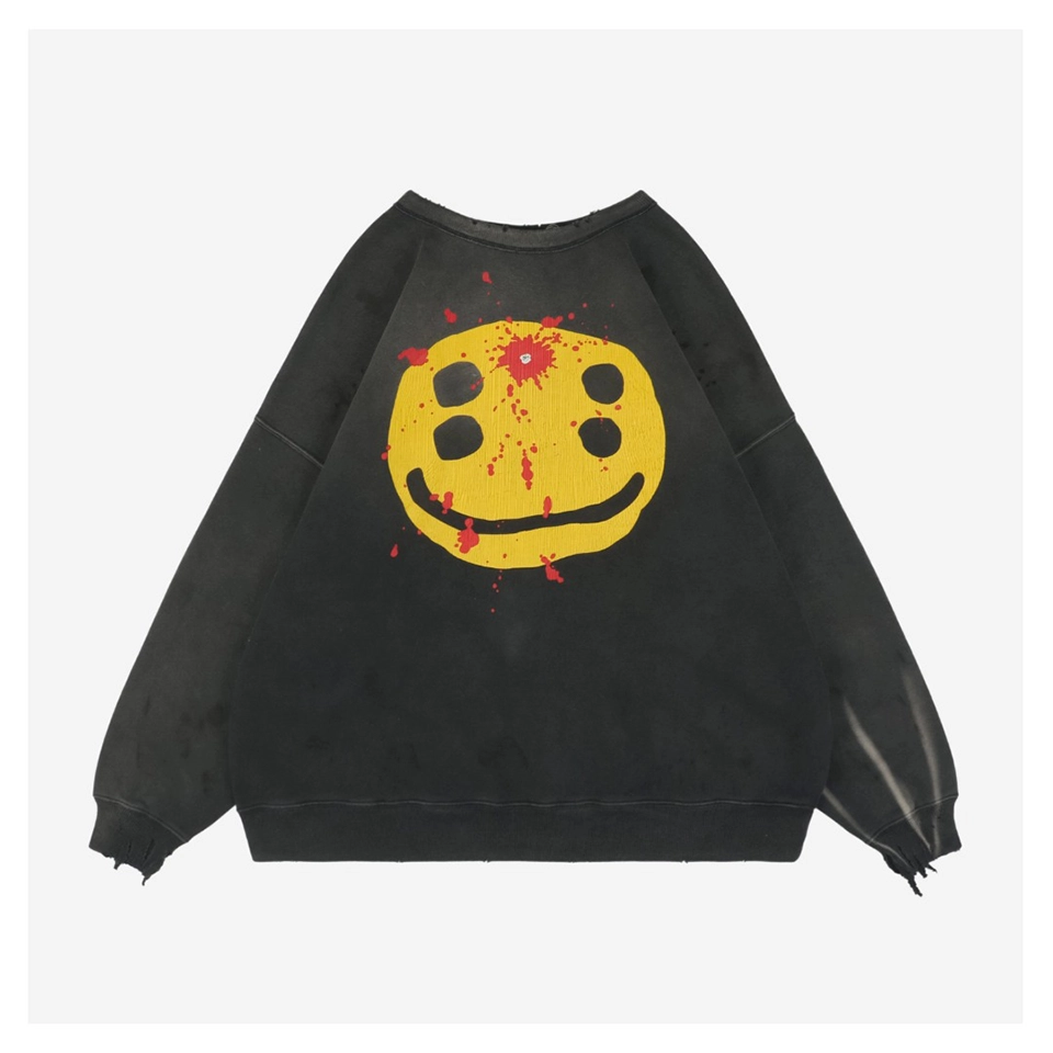 Saint Michael Four-Eye Smiley Graphic Crewneck Sweatshirt