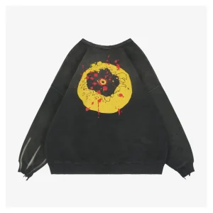 Saint Michael Four-Eye Smiley Graphic Crewneck Sweatshirt Back side