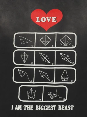 Saint Michael Origami Love Heart Print Shirt Back side Print