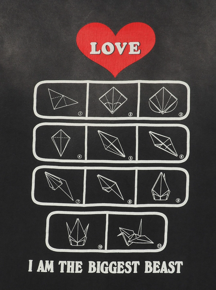 Saint Michael Origami Love Heart Print Shirt Back side Print