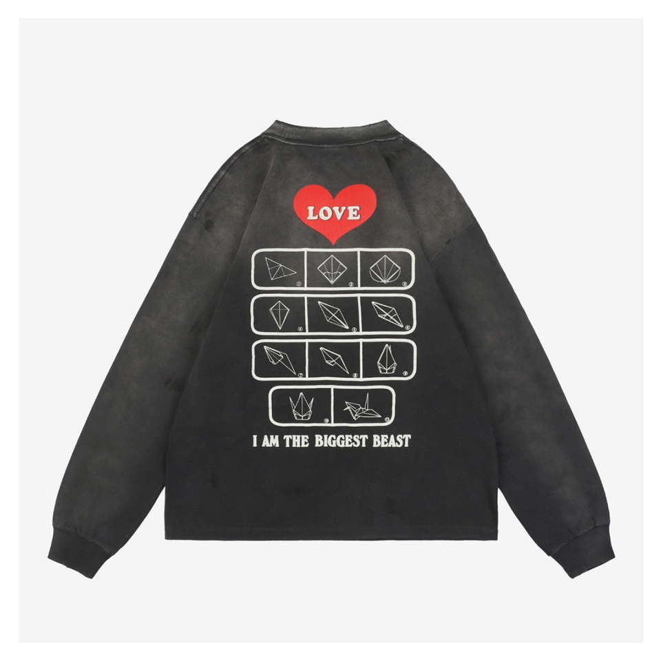 Saint Michael Origami Love Heart Print Shirt Back side