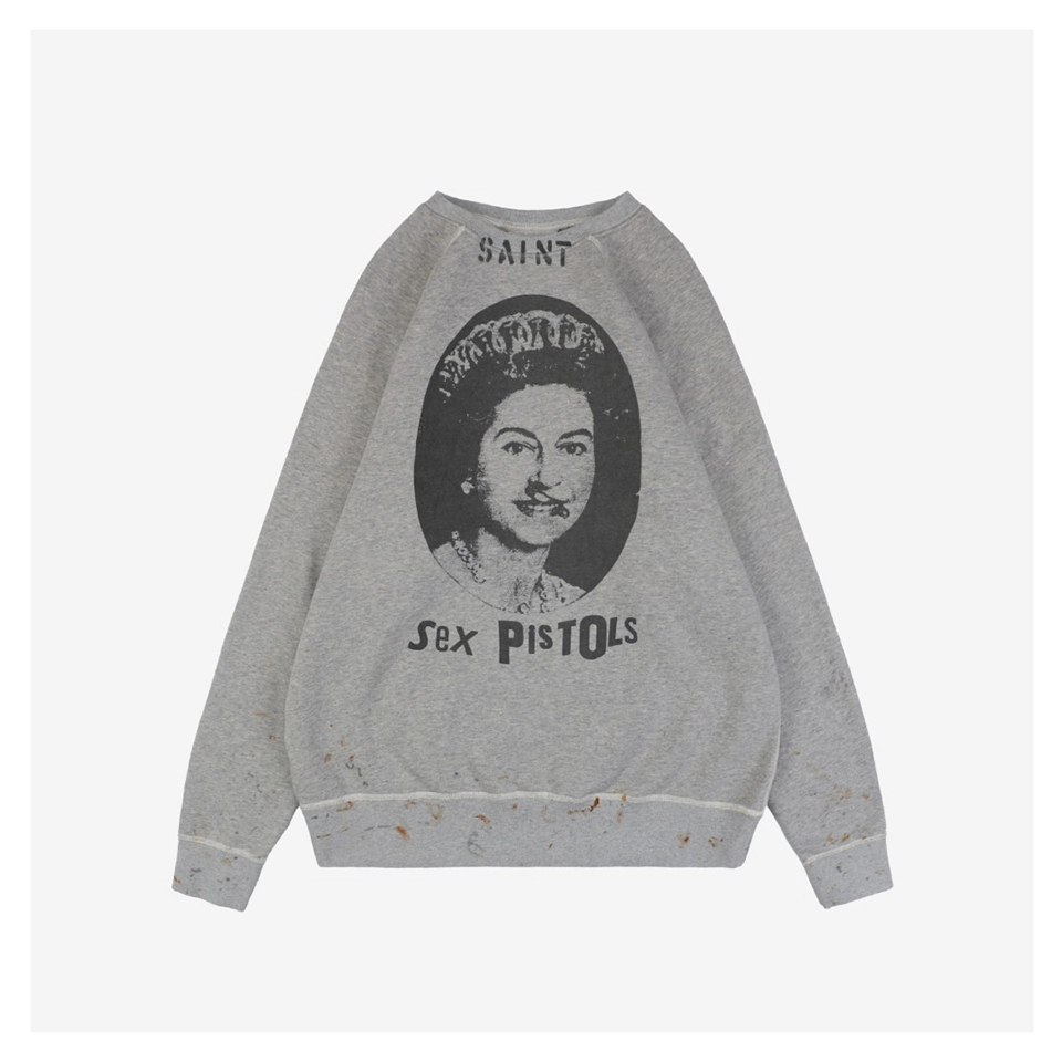 Saint Michael Queen Elizabeth Sex Pistols Distressed Shirt