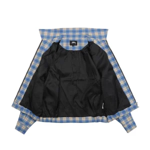 Stussy Blue Plaid Logo Patch Jacket Inside