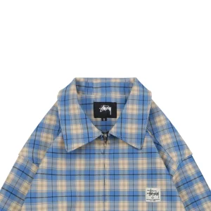 Stussy Blue Plaid Logo Patch Jacket