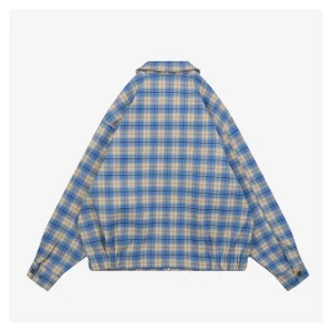 Stussy Blue Plaid Logo Patch Jacket Back side
