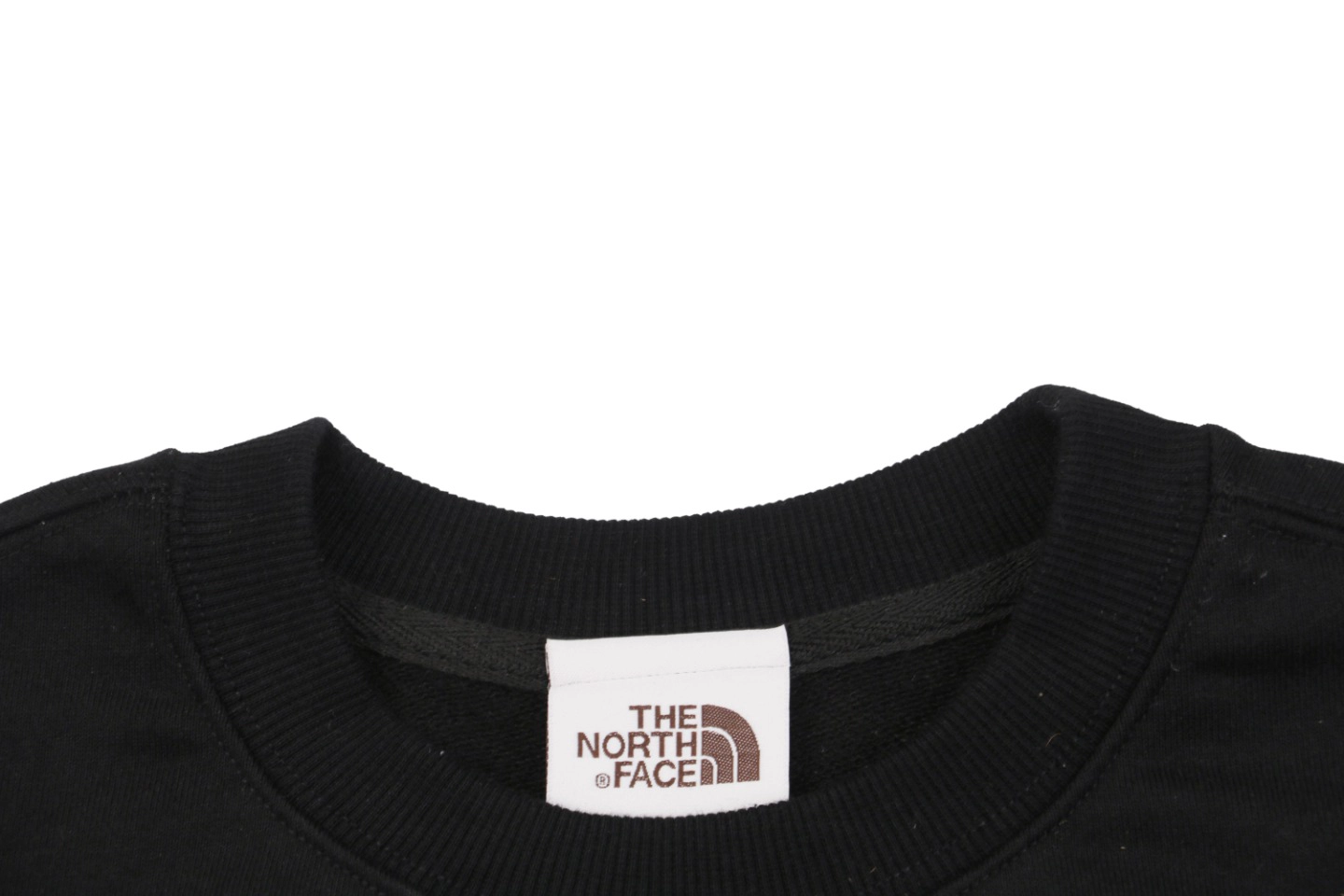 The North Face Logo Box Graphic Crewneck Sweatshirt Black Neckline