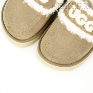 Violet Shearling Platform Slipper Sand Grey Upper
