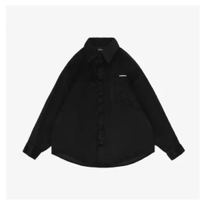 We11done Corduroy Embroidered Shirt Black Front side