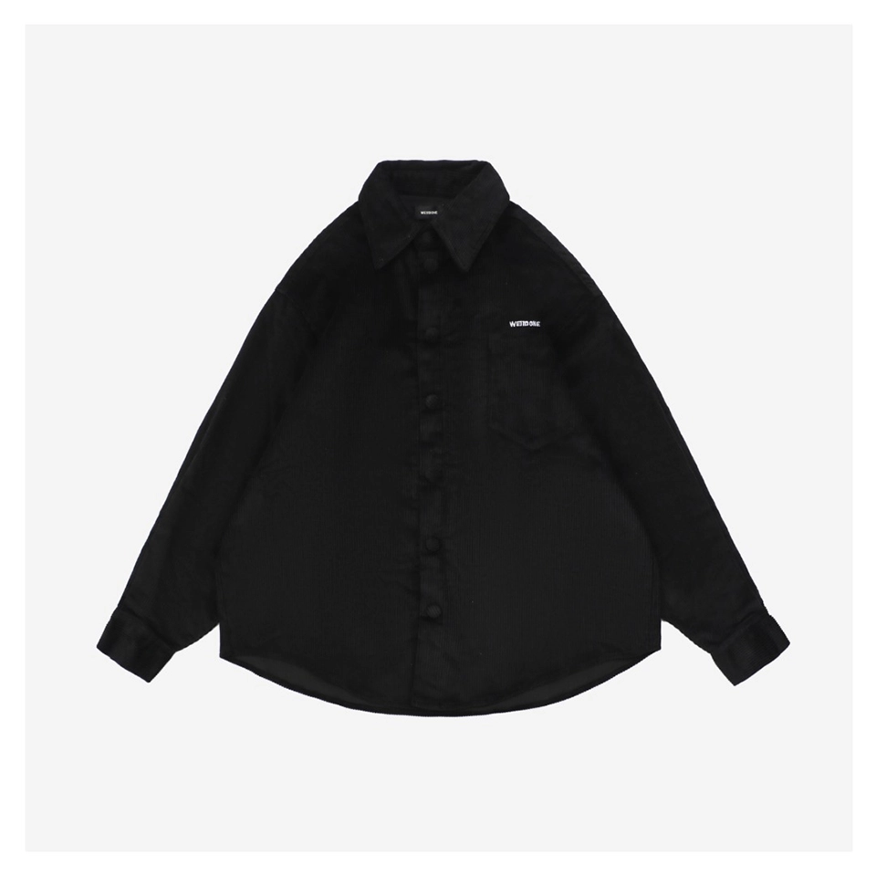 We11done Corduroy Embroidered Shirt Black Front side