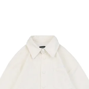 We11done Corduroy Embroidered Shirt White