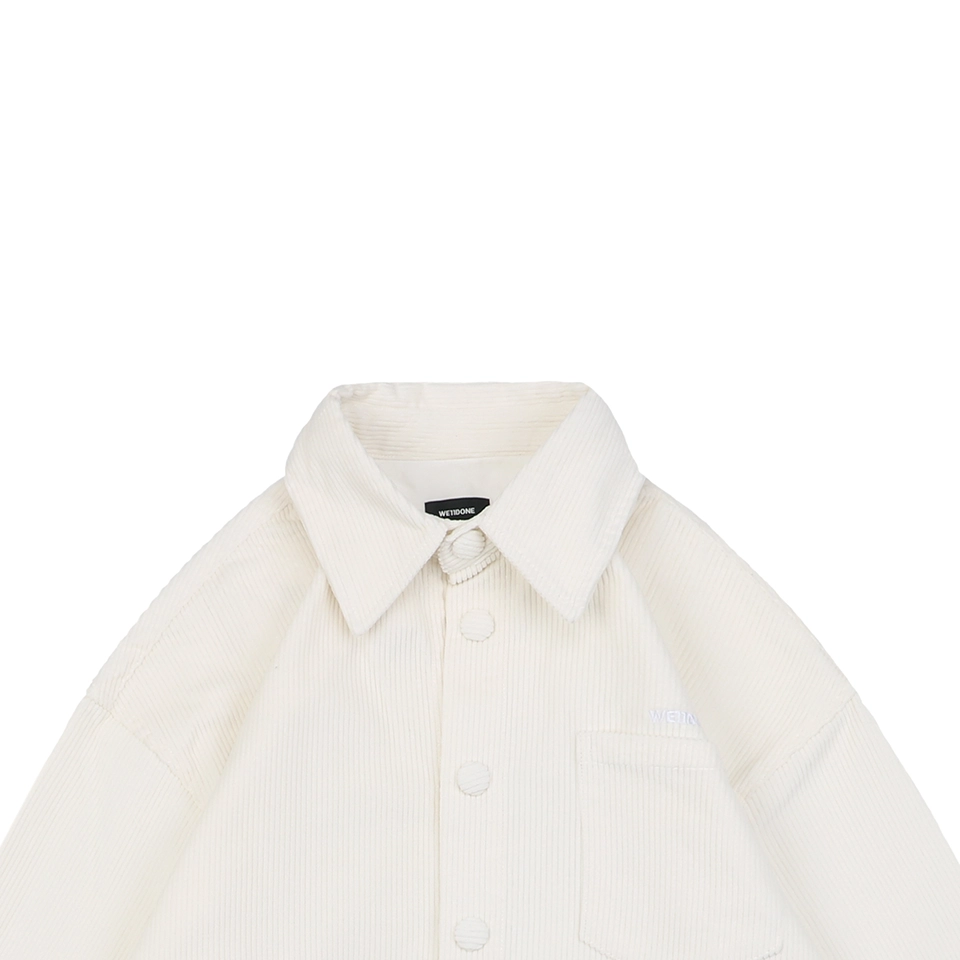 We11done Corduroy Embroidered Shirt White
