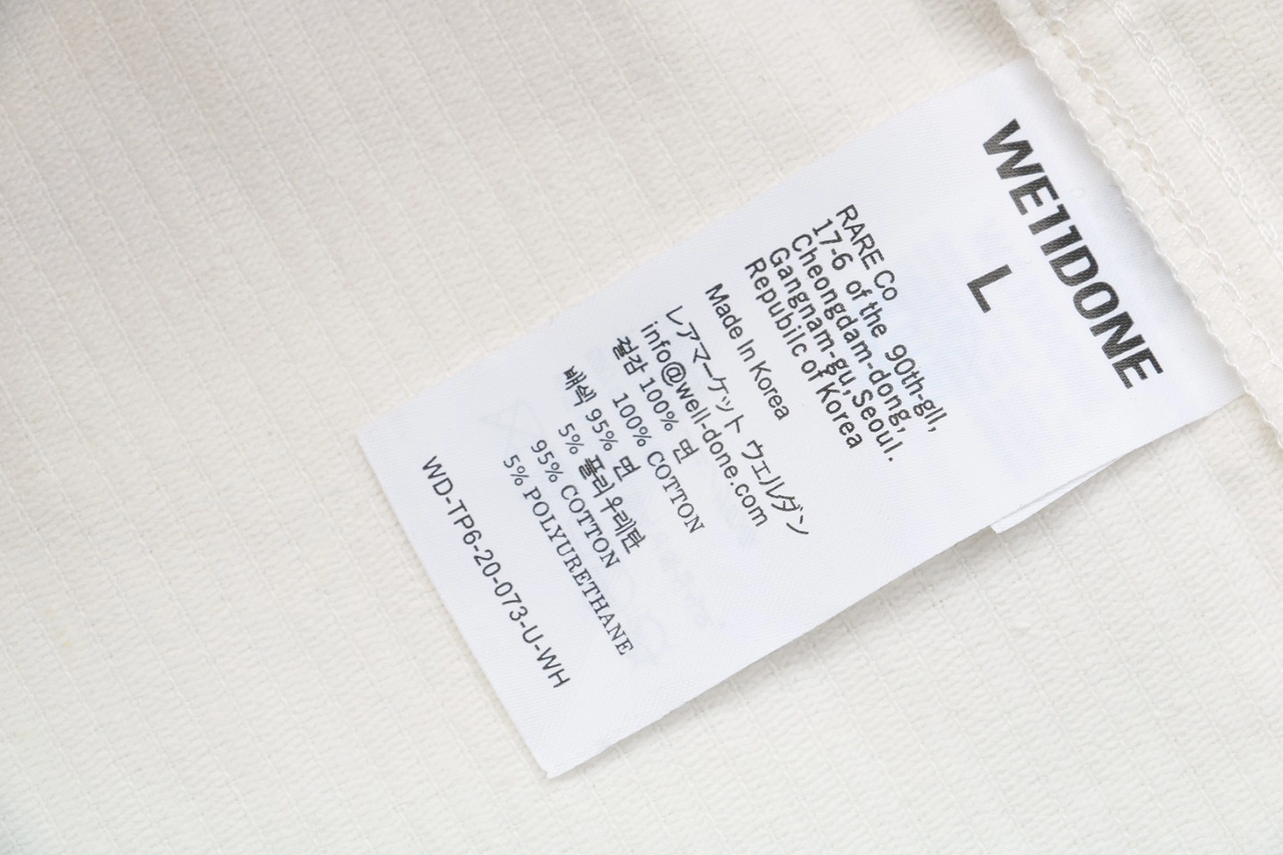 We11done Corduroy Embroidered Shirt White Wash tag