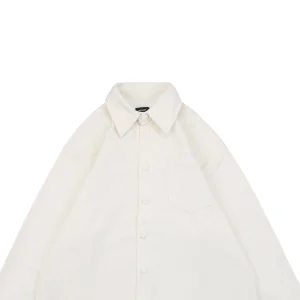 We11done Corduroy Embroidered Shirt White