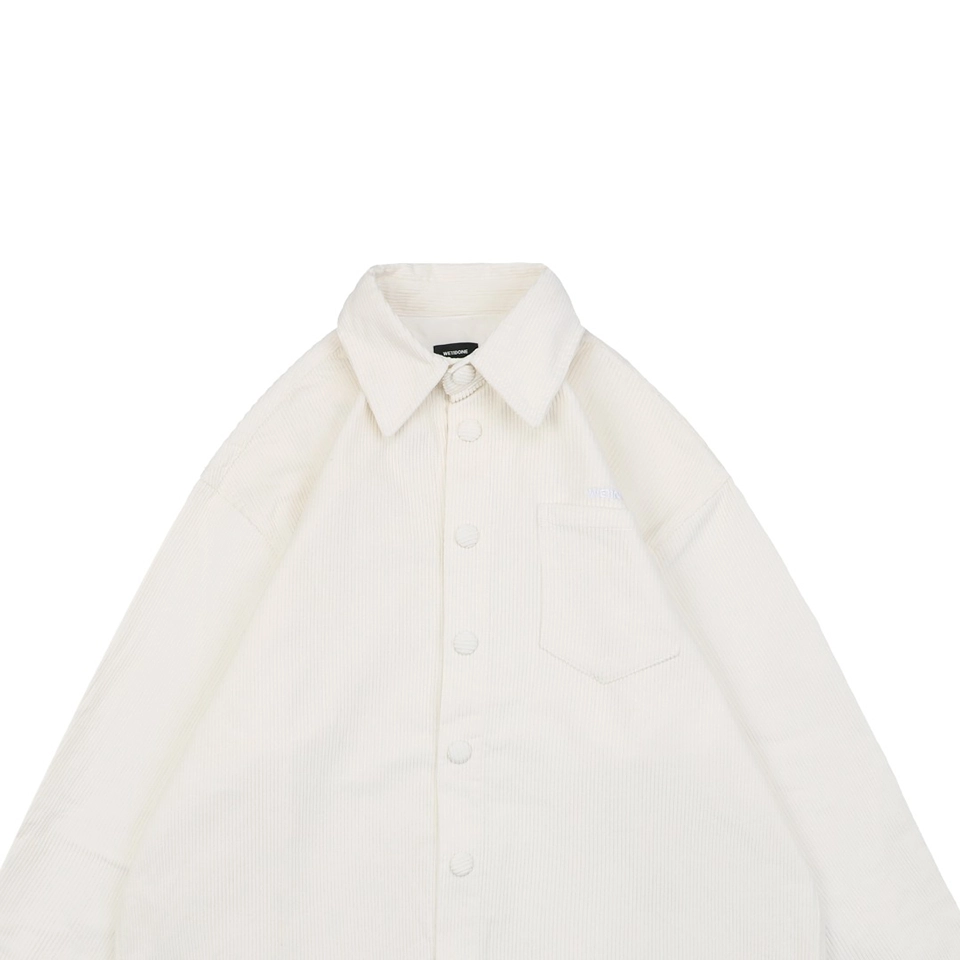 We11done Corduroy Embroidered Shirt White