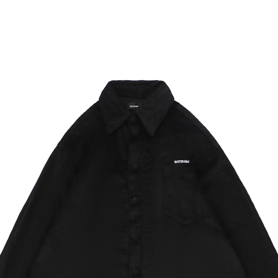 We11done Corduroy Embroidered Shirt Black