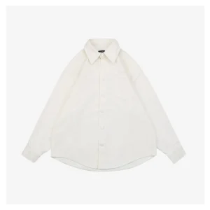 We11done Corduroy Embroidered Shirt White