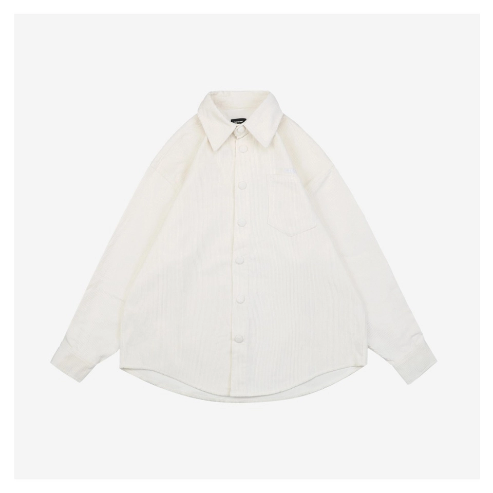 We11done Corduroy Embroidered Shirt White