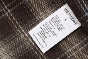 We11done Plaid Panel Embroidered Shirt Wash tag