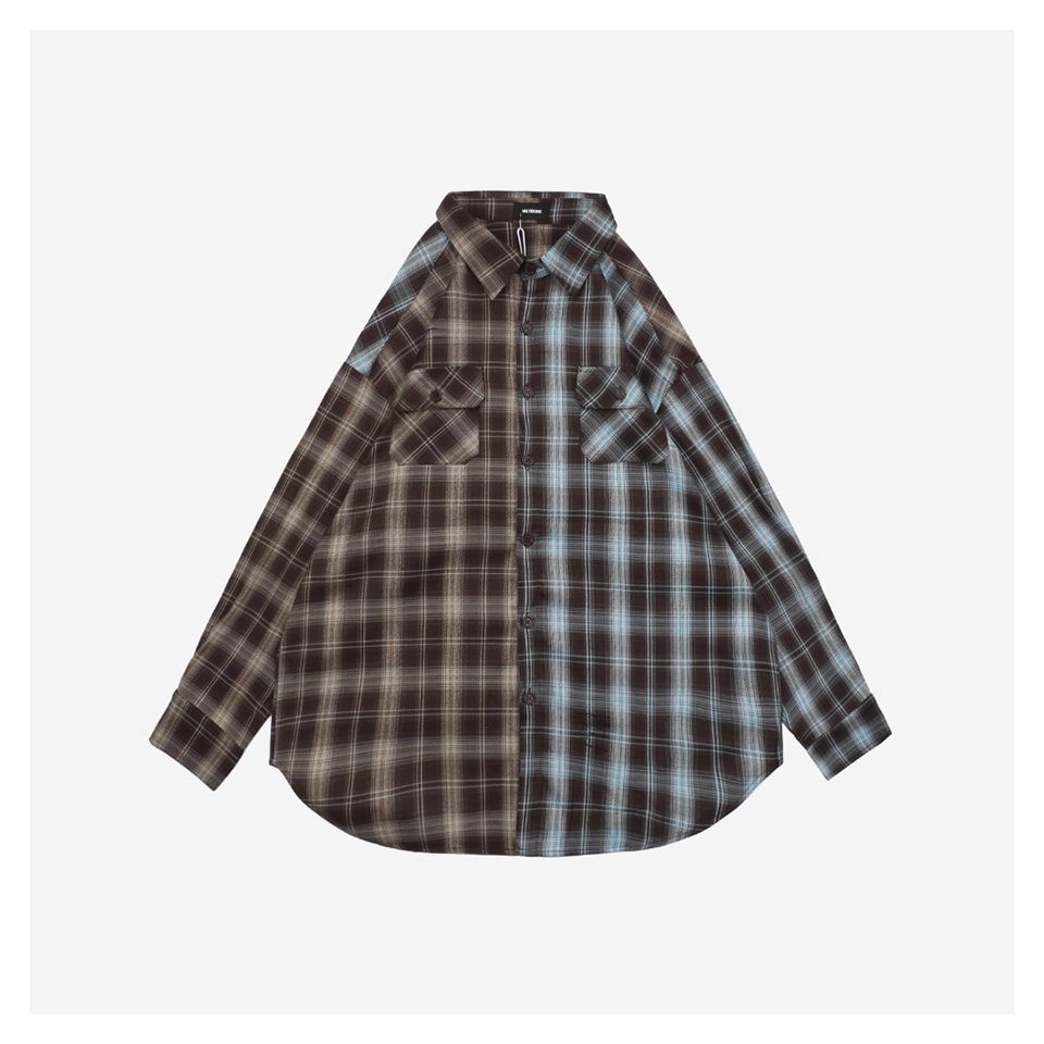 We11done Plaid Panel Embroidered Shirt Front side