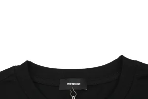 We11done Repetitive Hand-Drawn Logo Graphic Shirt Black Neckline