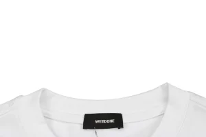 We11done Repetitive Hand-Drawn Logo Graphic Shirt White Neckline
