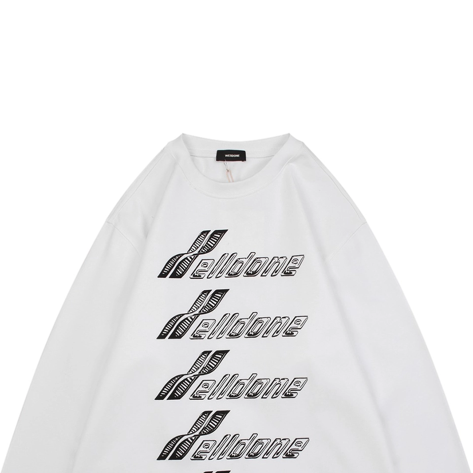 We11done Repetitive Hand-Drawn Logo Graphic Shirt White