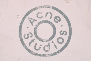 Acne Studios Distressed Circle Logo Crewneck Sweatshirt Pink Front Print