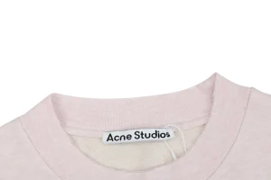 Acne Studios Distressed Circle Logo Crewneck Sweatshirt Pink Collar