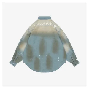 Acne Studios Paint-Splattered Distressed Denim Shirt Back view