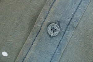 Acne Studios Paint-Splattered Distressed Denim Shirt Button