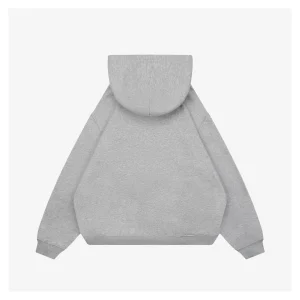 Ami Paris Heart Logo Embroidered Zip-Up Hoodie Grey Back view