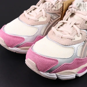 Close-up of ASICS GEL-NYC “Cream Pink” toe box highlighting pink suede overlay and mesh texture.