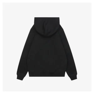 BBry Check Embossed Equestrian Knight Logo Flocked Hoodie Black back view