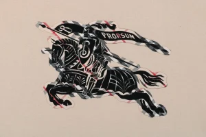 BBry Check Embossed Equestrian Knight Logo Flocked Hoodie Brown Front Print