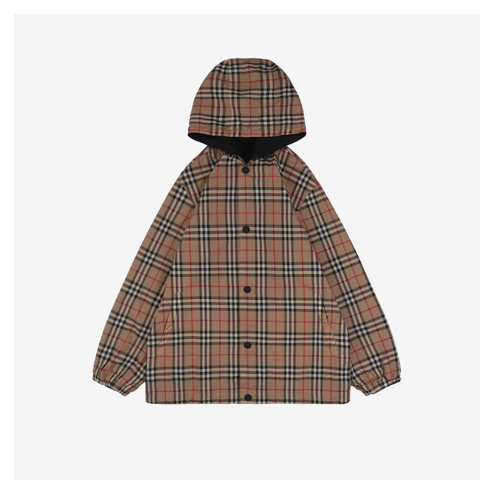 BBry Check Reversible Hooded Jacket – Snap Button Version