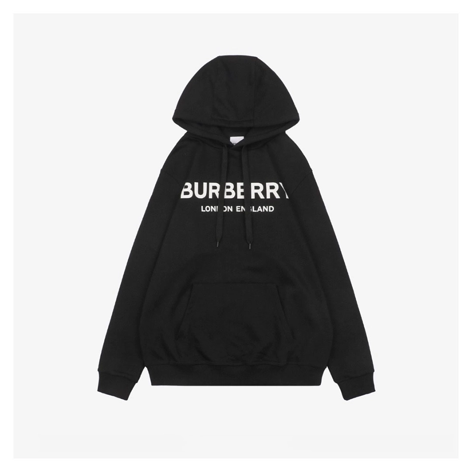 BBry Double Logo Print Hoodie Black Front view