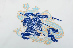 BBry Embossed Equestrian Knight Logo Hoodie White Front Print