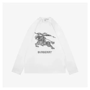 BBry Equestrian Knight Fine-Line Embroidery Shirt White Front View