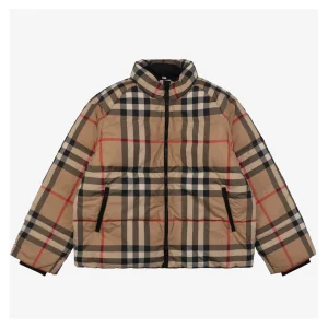 BBry Vintage Check Short Puffer Jacket