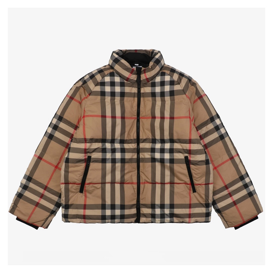 BBry Vintage Check Short Puffer Jacket