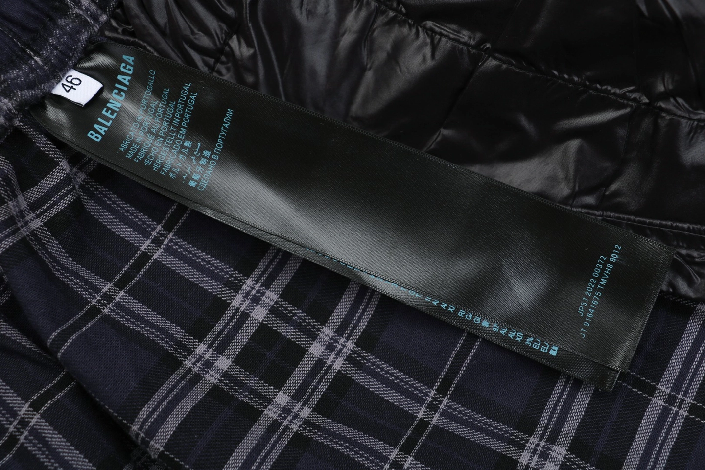 Balenciaga Blue Checkered Pants with Paris Lettering Wash label