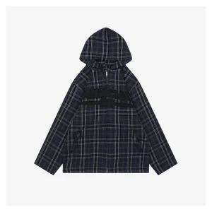 Balenciaga Checkered Hooded Patch Logo Jacket